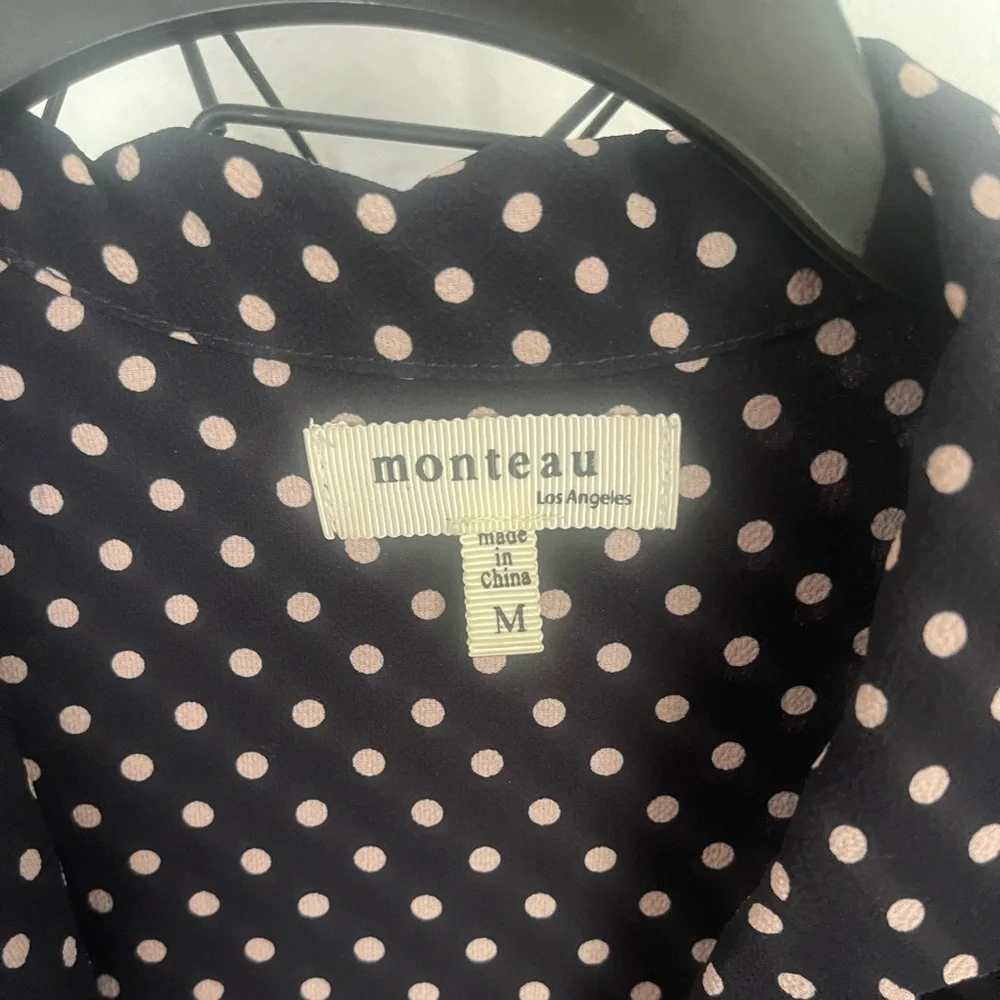 Monteau Los Angeles Lightweight Feminine Size M Women's Polka Dot Dress - Picture 2 of 6